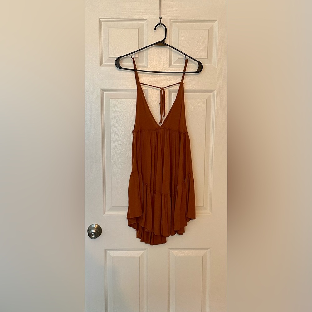 Free People Rust Red Boho Mini Dress. Size Small
